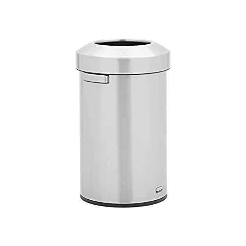 Rubbermaid Commercial Products Refine Decorative Container, 16 Gallon, Round Stainless Steel Trash Can
