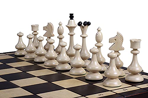 The Bevana, Sleek Wooden Chess Set, Elegant Polished Pieces, Chess Board and Chess Piece Storage