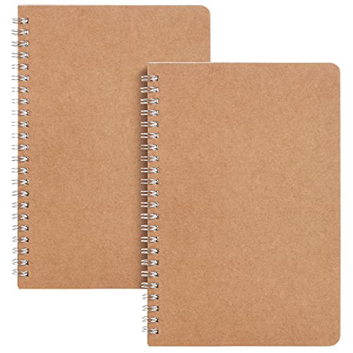 Mr. Pen- Spiral Notebook, Kraft Cover, 2 Pack, 80 Pages, Blank Spiral Notebook, Blank Notebook, Drawing Notebook, Spiral Sketchbook, Small Sketchbooks, Unlined Notebook, Wire Bound Notebook