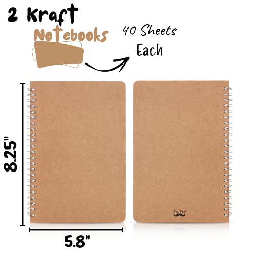 Mr. Pen- Spiral Notebook, Kraft Cover, 2 Pack, 80 Pages, Blank Spiral Notebook, Blank Notebook, Drawing Notebook, Spiral Sketchbook, Small Sketchbooks, Unlined Notebook, Wire Bound Notebook | The Storepaperoomates Retail Market - Fast Affordable Shopping