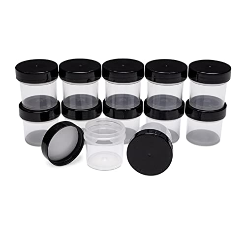 MHO Containers | Small Cosmetic Jars with Black Lids | Made in USA — Set of 12 (1.0 fl oz)