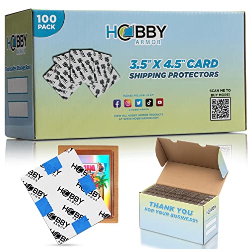 Hobby Armor Trading Card Shipping Protectors 3.5″ x 4.5″ – Premium Cardboard Inserts Card Mailers – Precut Cardboard Sleeves for Trading Card Packaging – Cardboard Flats for Card Breakers – Box of 100