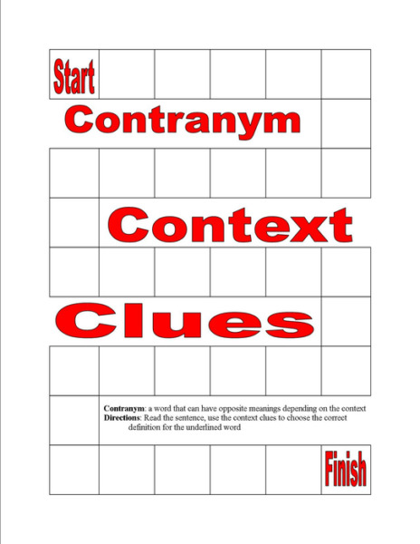 Contranym Context Clues Board Game