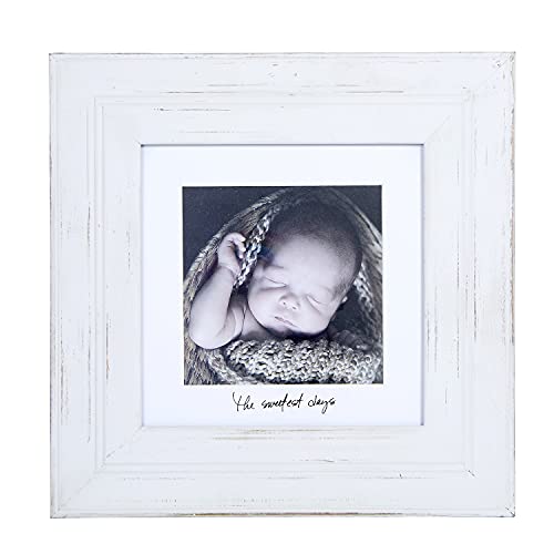 Stephan Baby Face to Face Collection 16.5″ Square Distressed Wood Photo Frame, The Sweetest Days