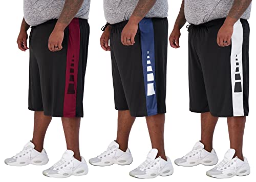 3 Pack: Men’s Big and Tall Quick Dry Fit Active Quick Dry Fit Active Athletic Plus Size Workout Summer Gym Clothes Sleeping Basketball Gym Shorts Casual Lounge Elastic Running Essentials- Set 1, 3X