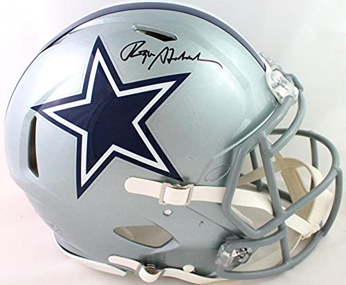 Roger Staubach Autographed Cowboys F/S Speed Authentic Helmet- Beckett W Black