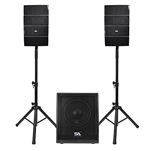 Seismic Audio – Flex-812 – Powered Line Array Speaker System – 12″ Active Subwoofer and Eight 4×4 Column Speakers