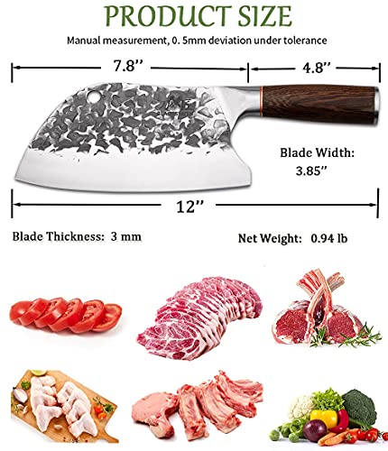 BLADESMITH Serbian Chef Knife, Butcher Knife Forged in Fire，8” Cleaver Knife High Carbon Steel Bone Cutting Knife with Non-Slip Ergonomic Wenge Wood Handle for Kitchen/Restaurant/Slaughter House | The Storepaperoomates Retail Market - Fast Affordable Shopping
