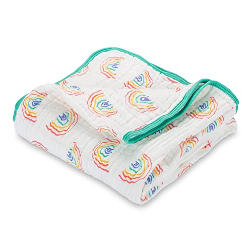 LollyBanks Muslin Quilts |100% Cotton Nursery & Crib Blankets for Boys and Girls| Super Soft and Lightweight | Large Size 47″ x 47″ for Baby Toddler and Kid (Rainbow)