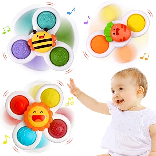 QIUXQIU Suction Cup Spinning Top Toy Windmill Spin Spinners Toys Funny Kids Mini Baby Toys Nice Newborn for Sensory Learning 3PCS New (Pop Pop Version)