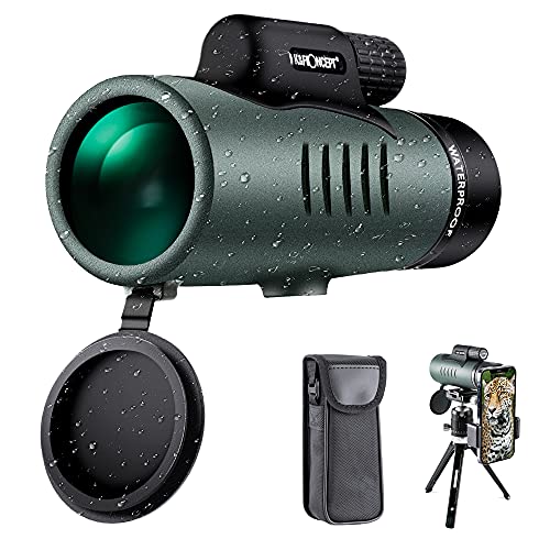 K&F Concept HD 12X50 Monocular Telescope for Smartphone, High Power Monoculars for Adults, BAK4 Prism IP68 Waterproof Compact Monocular Scope for Bird Watching Hunting with Phone Holder & Hand Strap