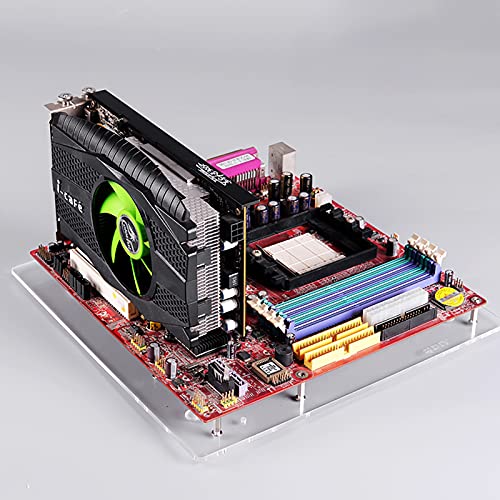 MATX PC Open Transparent Acrylic Frame Test Bench Motherboard Overclock Computer Case DIY Mod Base Stand Chassis，Convenient for Testing, Overclocking or Gaming