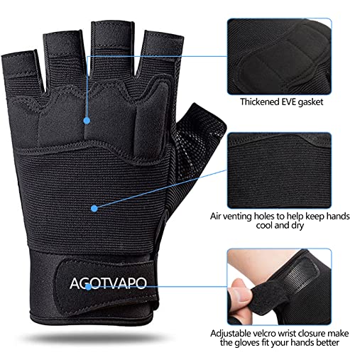 Fingerless Military Gloves Half Finger Tactical Breathable Lightweight Outdoor Gloves for Shooting, Training, Motorcycling, Climbing, Cycling, Driving Biking, Airsoft Combat Gloves (Black, Large) | The Storepaperoomates Retail Market - Fast Affordable Shopping
