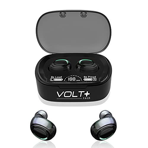 VOLT PLUS TECH Wireless V5.1 PRO Earbuds Works for Samsung Galaxy A72 4G/5G/A32 5G/A52 5G IPX3 Bluetooth Touch Waterproof/Sweatproof/Noise Reduction with Mic (Black)