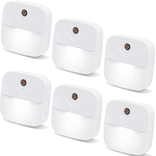YRWXZYO 6 Pack Night Light Plug in, White LED Nightlights with Smart Dusk to Dawn Sensor, Plug into Wall Nightlights Suitable for Bedroom, Bathroom, Hallway, Kitchen, Stairs, Kids, Adults, Kids Room