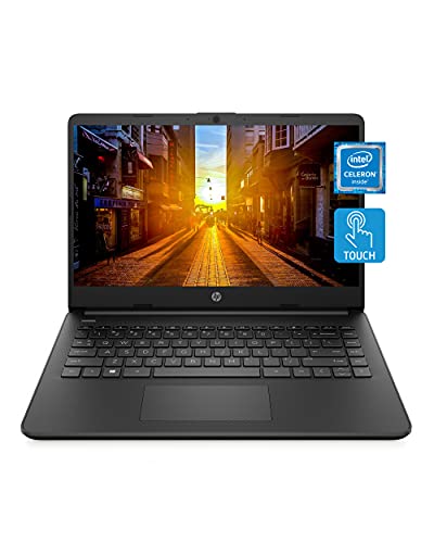 HP 14 Laptop, Intel Celeron N4120, 4 GB RAM, 64 GB Storage, 14-inch HD Touchscreen, Windows 11 Home, Thin & Portable, 4K Graphics, One Year of Microsoft 365 (14-dq0060nr, 2021, Jet Black)