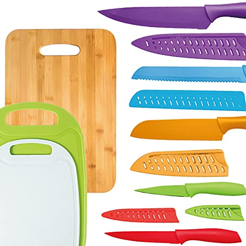 Pak Colored Kitchen Knives, Colorful Knife Set, Colored Knife Set, Cutting Boards, Cutting Board Set, Knife Set With Covers, Cutting Knives, Knives Set for Kitchen, Multi-Color, Sharp Kitchen Knives