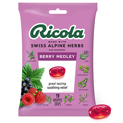Ricola Berry Medley Bag | Cough Suppressant Throat Drops | Naturally Soothing Long-Lasting Relief – 19 Count (Pack of 1)