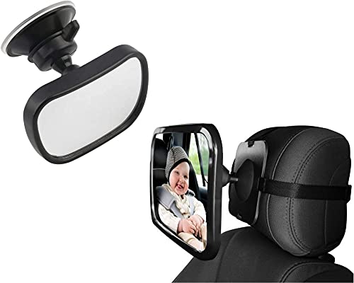 ZogeeZ Baby Car Mirror Set, Rear View & Head Rest Mirrors – Wide View for Better Viability – Shatter Resistant Seat Safety for Infants, Children, or Toddlers