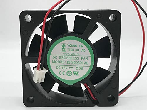 DFS602012H YOUNGLIN 6020 DC12V 2.0W 2-Wire 6CM Silent Cooling Fan