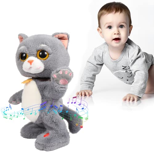 gebra Baby Toys 12 18 Months Singing Dancing Talking Cat Toddler Toys Interactive Cat Plush Early Learning Educational Musical Toy Gift for Boys and Girls Age 1 2 3 4 5, 14″