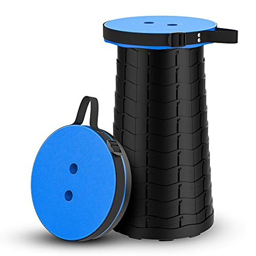 MOLAFI Telescoping Camping Stool, 2021 Upgrade Collapsible Portable Stool, Adjustable Foldable Stool for Camping Fishing Hiking BBQ Gardening Max Load 557 LBs (Blue)
