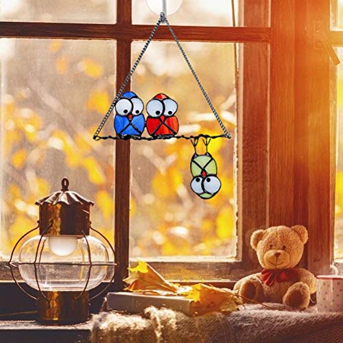 Bticx Metal Owl Hanging Decor, Bird Sculpture Hanging Window Decoration, Funny Cute Suncatcher with 3 Owls for Indoor Outdoor Home Garden Bedroom Car Charms | The Storepaperoomates Retail Market - Fast Affordable Shopping