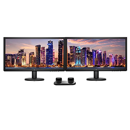 HP V24 FHD 1920×1080 Monitor 2 Pack Bundle with HDMI, FreeSync, Low Blue Light, and 2 Bluetooth Speakers for Professional Sound, Built-in Microphone and Remote Shutter for Photos