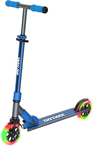 Gotrax KX6 Kick Scooter for Kids Ages 5-10, 3 Adjustable Heights, 6″ Light-Up Wheels, Aluminum Alloy Frame, Max Load 176lbs, Folding Kids Scooters for Boys and Girls Blue