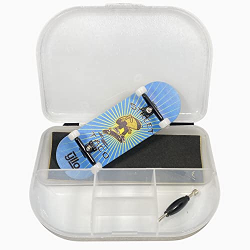 Yllo Street Taco Complete 5 Ply Wood 100mm x 33mm Fingerboard with Upgraded 32mm Trucks, Lock Nuts, CNC Wheels