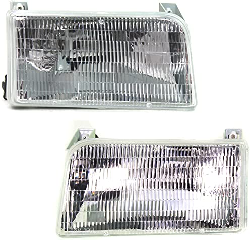 Garage-Pro Headlight Assembly Compatible with 1992-1996 Ford F-150 F-250 Bronco F53 F59 Halogen, Set of 2, Driver and Passenger Side, Clear Lens