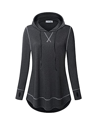 AxByCzD Workout Shirts for Women Loose Fit,Functional Gym Active Performance Tops Casual Lightweight Comfortable Clothes Morning Jogging Pilates Running Cycling Hoodies Black Large