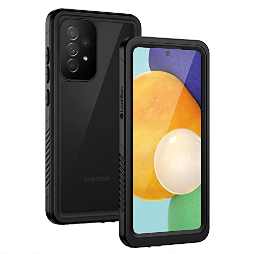 Lanhiem Samsung Galaxy A52 5G Case, IP68 Waterproof Dustproof Shockproof Case with Built-in Screen Protector, Full Body Heavy Duty Protective Cover for Samsung A52 / A52s, Black