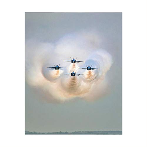 US Navy”Blue Angels In Action” Wall Art -8 x 10″ Military Fighter Jets Photo Print -Ready to Frame. Military Aircraft Wall Decor for Home-Office-Game Room-Garage-Cave! Great Gift for Veterans!