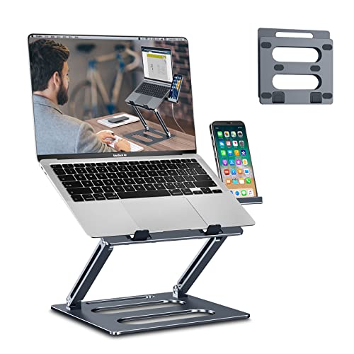 xuenair Laptop Stand for Desk Adjustable, Foldable Laptop Phone Holder,Portable Laptop Riser for MacBook Pro Air Dell Hp More 10-17 inch Laptops -Dark Gray