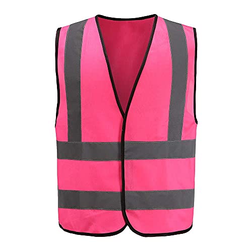 12 colour High visibility viz vest hi vis viz reflective safety vests for men (XS-8XL) (Large, Pink)