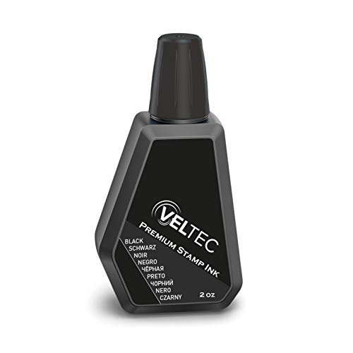 Veltec Premium Refill Ink for use with Self Inking Stamps, Daters and Rubber Stamp Pads, 2 oz (Black)