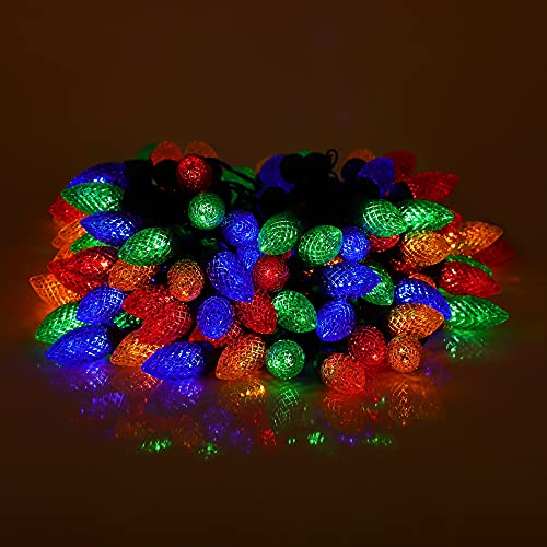 C9 Led Christmas Lights Outdoor,100LED 64.94ft Fairy Twinkle String Lights,8 Modes Waterproof Extendable Hanging Lights,Christmas String Lights for Indoor, Party Decoration(Multicoloured)