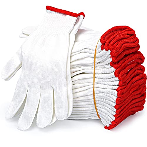 12 Pairs Cotton Work Gloves, Safety Protection Work Gloves for Painter Mechanic Industrial Warehouse Gardening Construction Men & Women , BBQ Thicker Industry Workhouse Working
