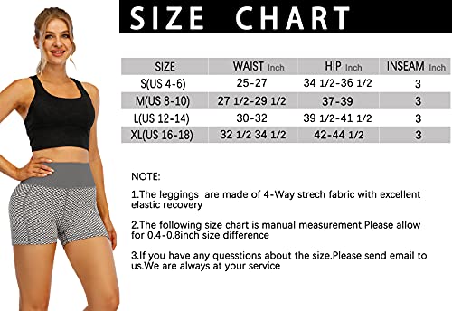 Cute Butt Lift Shorts for Women High Waisted Tummy Control Running Shorts with Pocket Honeycomb Workout Shorts for Women Summer White Grey L | The Storepaperoomates Retail Market - Fast Affordable Shopping