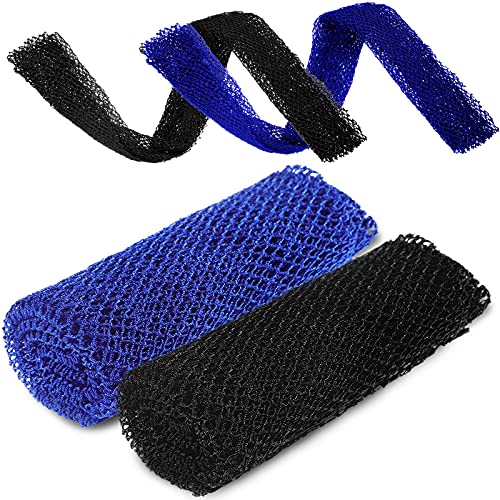 2 Pieces African Bathing Sponge African Exfoliating Net Long Net Bath Sponge Shower Body Scrubber Back Scrubber Skin Smoother for Daily Use or Stocking Stuffer (Blue, Black)