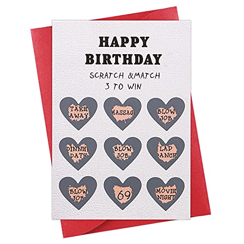 WHATSIGN Happy Birthday Card 4″x6″ Funny Birthday Scratch off Card,Naughty Rude Birthday Greeting Card with Envelope for Her Him Husband Boyfriend Fiance Men Girlfriend Wife