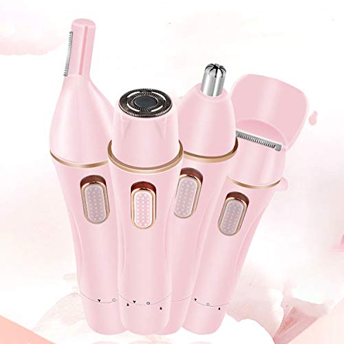 SZWH Facial Hair Remover & Eyebrow Trimmer, 4 in 1 Electric Shaver for Women, Rechargeable Eyebrow Hair Removal for Women use on Eyebrow, Upper and Lower Lip, Cheeks, Chin, Neck and Bikini, Pink