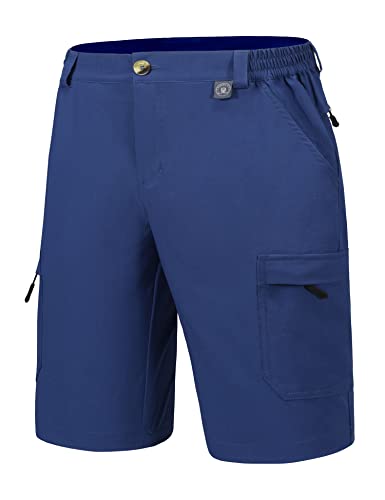 Little Donkey Andy Men’s 10 Inch Quick Dry Cargo Shorts Stretch Lightweight Outdoor Hiking Shorts UPF 50 Deep Blue Size L