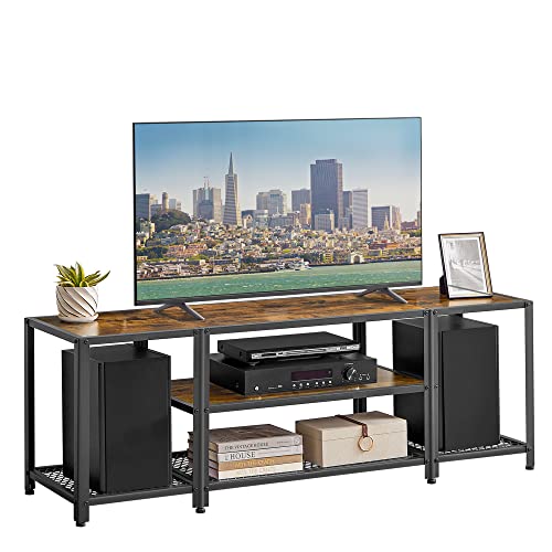 VASAGLE Modern TV Stand for TVs up to 65 Inches, 3-Tier Entertainment Center, Industrial TV Console Table with Open Storage Shelves, for Living Room, Bedroom, Rustic Brown and Black ULTV097B01