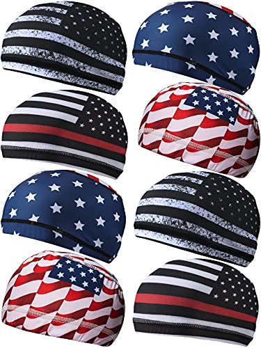 Geyoga 8 Pieces Cooling Skull Cap Sweat Wicking Liner Running Beanie Cycling Cap (Simple Style)