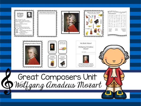 Wolfgang Amadeus Mozart Great Composer Unit. Music Appreciation.