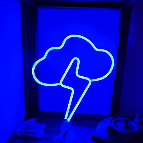 Cloud Lightning Bolt Neon Signs Wall Light Led Decor, Battery or USB Powered Up Acrylic Sign for Bedroom, Kids Room, Living Bar, Party, Christmas, Wedding