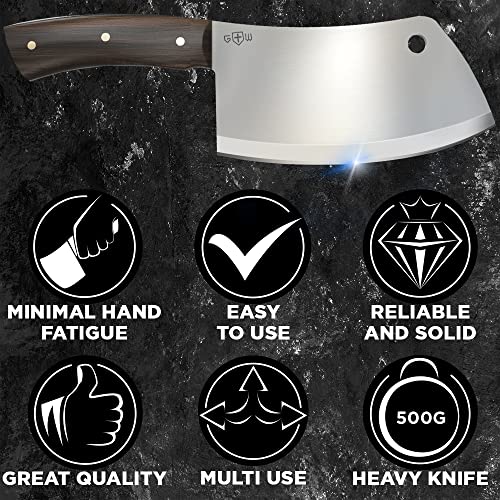 Butcher Knife with Wood Handle – Heavy Duty Cleaver Knife – Big Fixed Blade Knife for Cutting Meat Bone Fish Vegetable Fruit – Indoor Outdoor Cooking Utensil – Best Meat Knife for Men Women FBCB 01 | The Storepaperoomates Retail Market - Fast Affordable Shopping