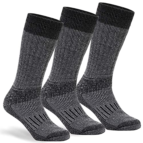 Alvada Warm Thermal Wool Socks for Winter Moisture Wicking and Breathable Cozy Boot Socks Charcoal ML